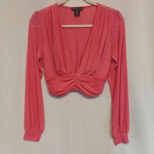 Sincerely Jules Womens Pink Sheer Long Sleeve Blouse Size Small